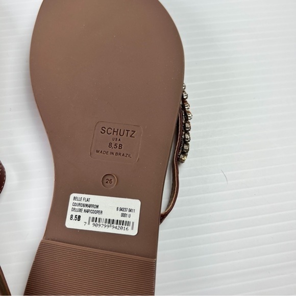 Schutz Belle Nappa Leather Crystal-Embellished Thong Sandal womens size 8.5 - Picture 8 of 8